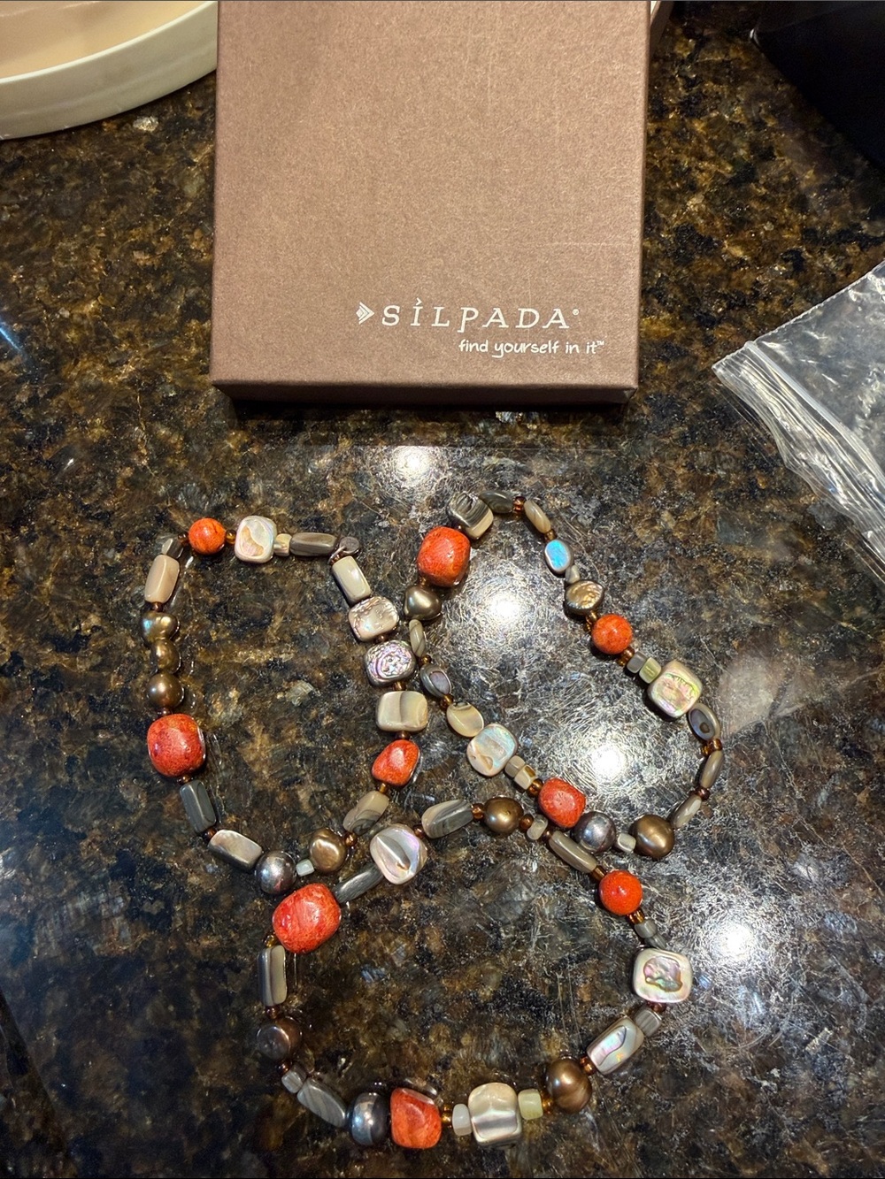 Silpada Red and Brown Mixed Bead Necklace